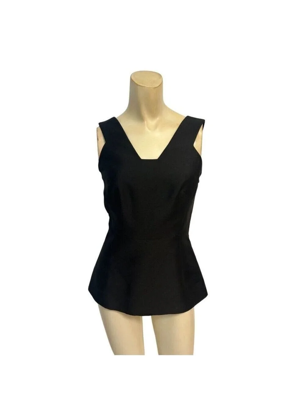 Kate Spade Top Black V-Neck Sleeveless Peplum Hem Back Bow Blouse 0
